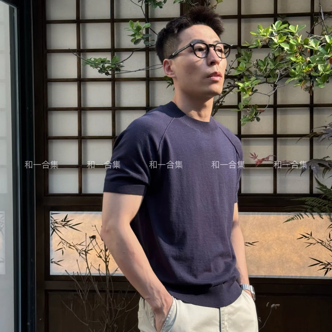 和一合集 夏季复古商务通勤休闲百搭T恤轻熟圆领老钱风针织短袖