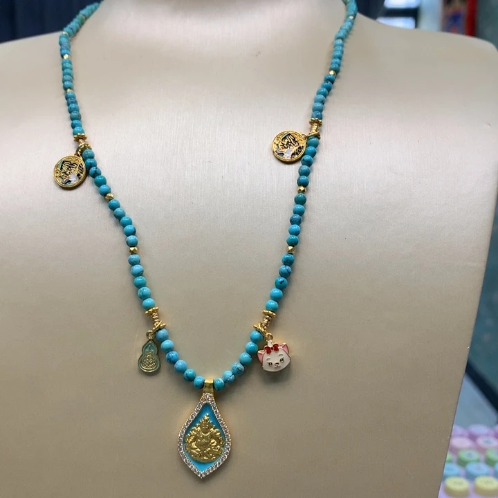 绿松石银S925镶嵌长链