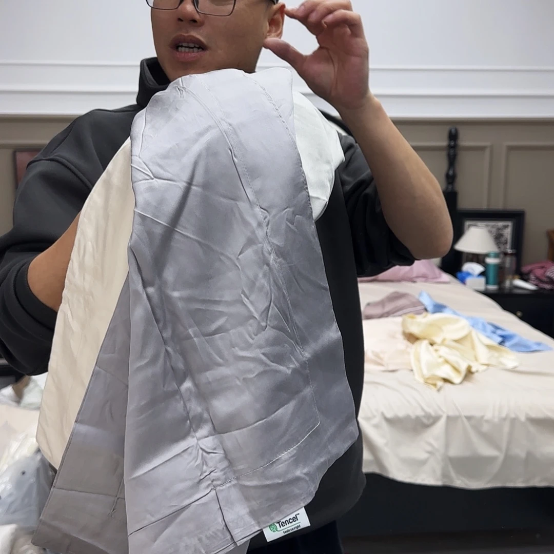 听***℡真丝棉真丝棉061三对枕头套