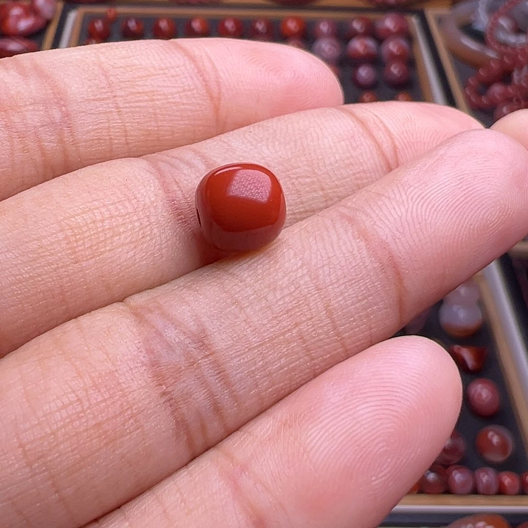 南红玛瑙未镶嵌珠宝奇石柿子红老型珠8mm