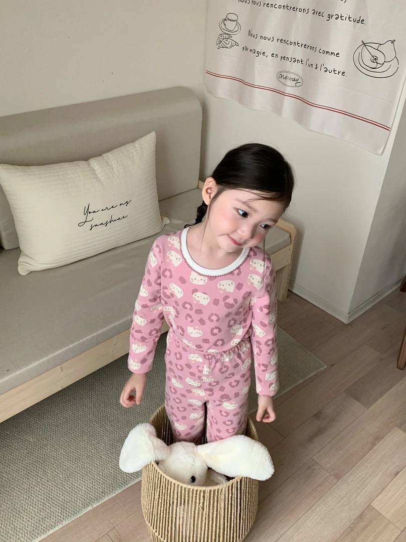 爱啦300克儿童纯棉舒绒加厚秋衣秋裤男女童秋冬家居服保暖套装