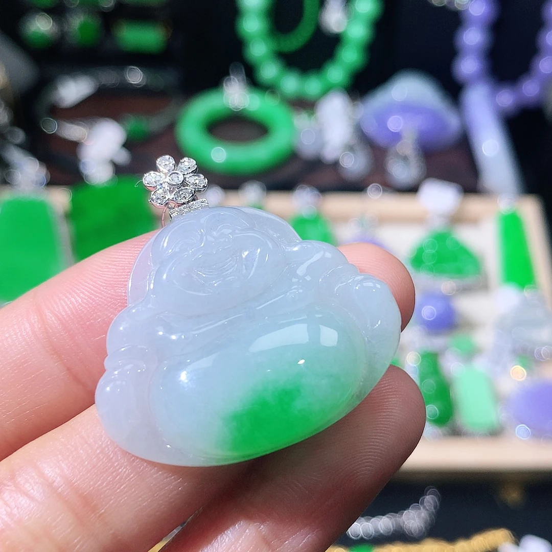 翡翠18K金镶嵌吊坠(不含链)