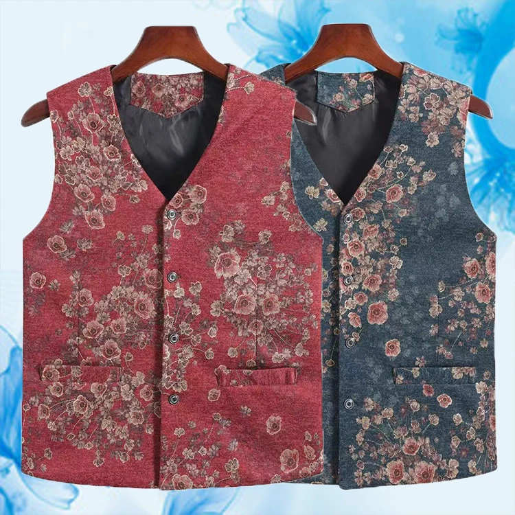 春秋马甲中老年女装薄款妈妈坎肩老人纽扣百搭外穿马夹加厚背心