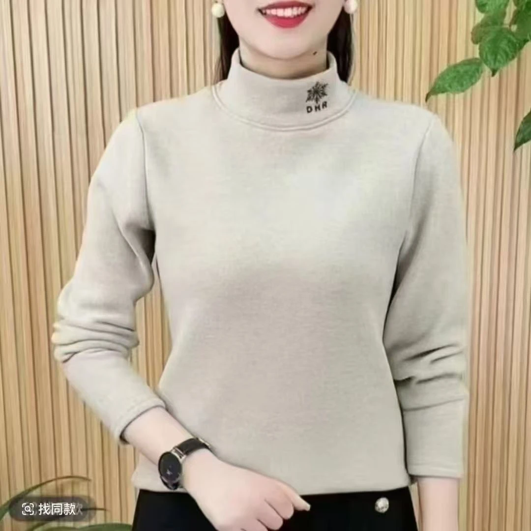 德绒半高领秋冬长袖洋气T恤时尚妈妈上衣韩版打底修身新款百搭潮