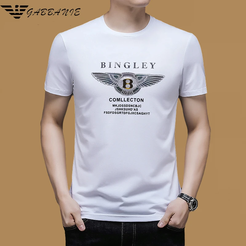 意大利品牌男士短袖T恤时尚夏季半袖潮流修身圆领薄款印花体恤男