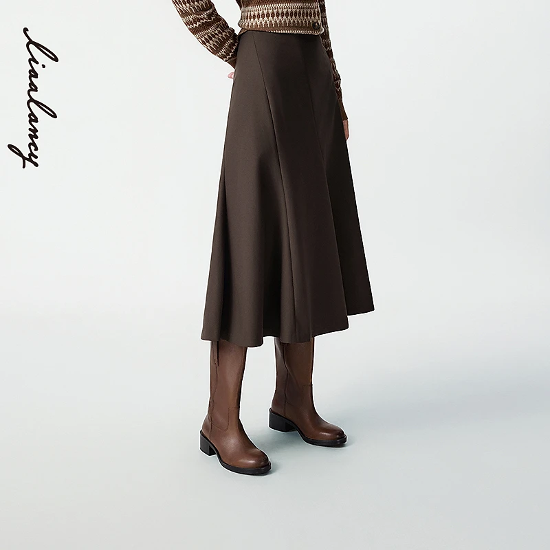 [晨晨专属]【纯羊毛】LANCY/朗姿2025冬季新款气质优雅A字中长