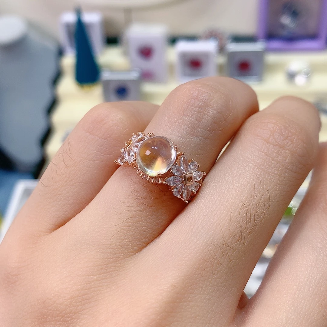 银S925镶嵌戒指戒指月光石