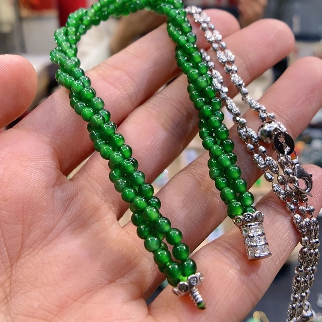 翡翠颈饰银S925镶嵌套链