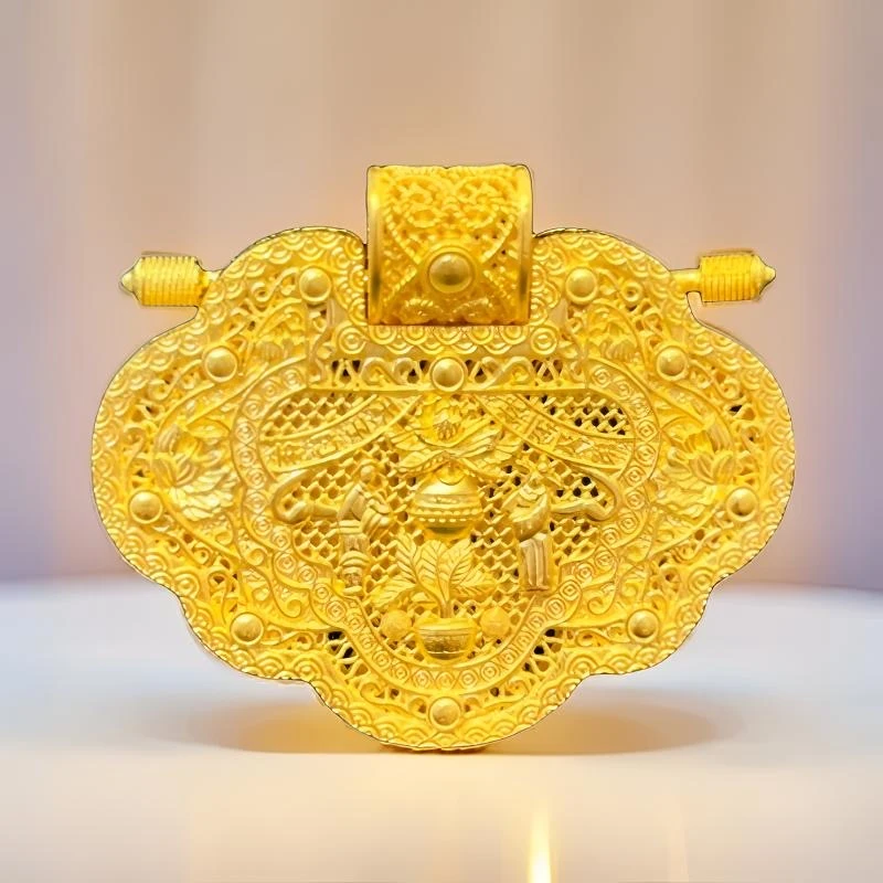 足金【古法天子门生】宫廷黄金天子门生金锁金色足金锁金宝宝真金