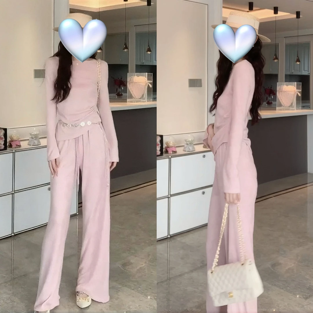 温柔套装女2025春夏新款上衣阔腿裤两件套简约夏季气质女装