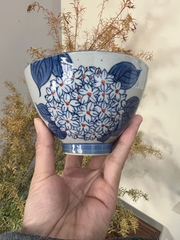 【近山古美】手绘釉下高品质斗笠繁花米饭碗