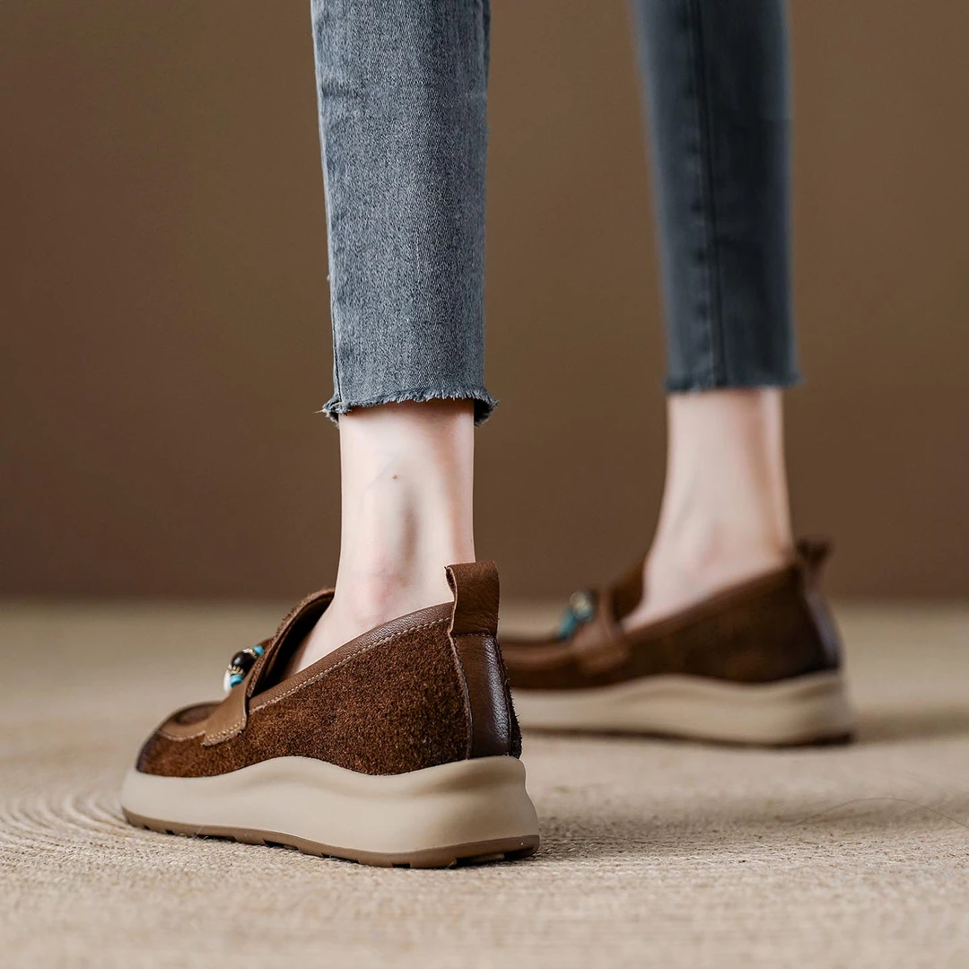 通用舒适系带厚底秋季青年乐福鞋百搭皮鞋单鞋