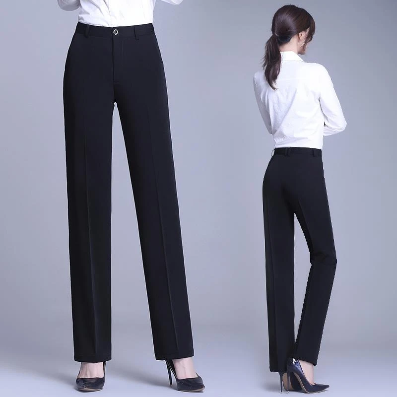 FAVMARTHA西装裤春夏职业上班垂感显瘦西裤女直筒高腰宽松小脚裤