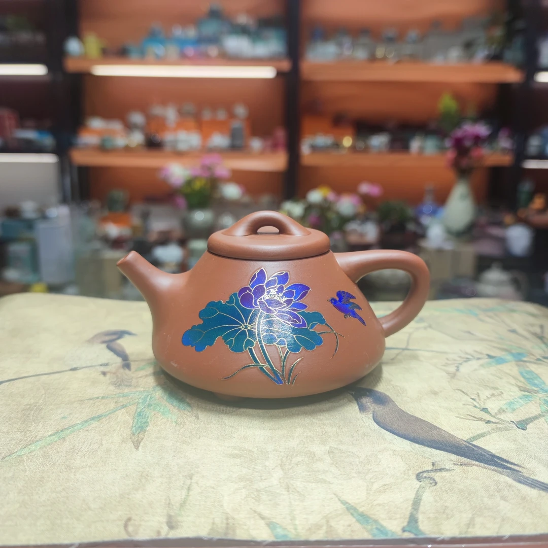 友名陶瓷 变色荷花石瓢红泥紫砂泡茶壶-5438（直播专享）
