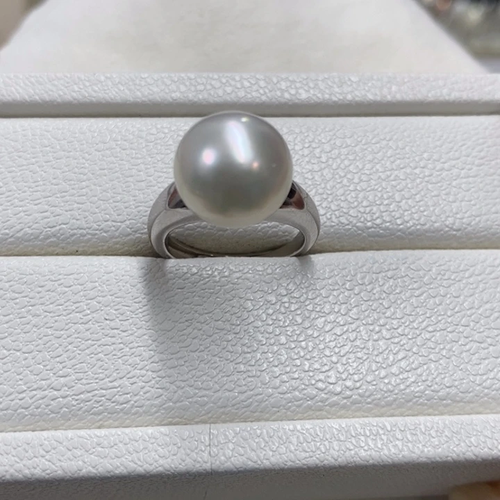 银S925镶嵌戒指海水珍珠，澳白，链接20