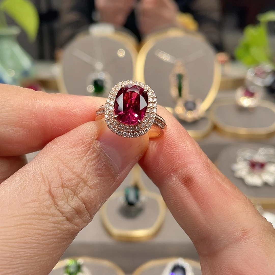 碧玺戒指18K金镶嵌3.68ct