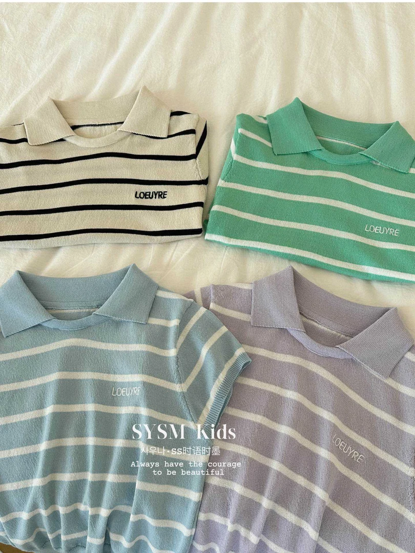 【郭郭童品】sy➕紫色条纹Polo T恤6853