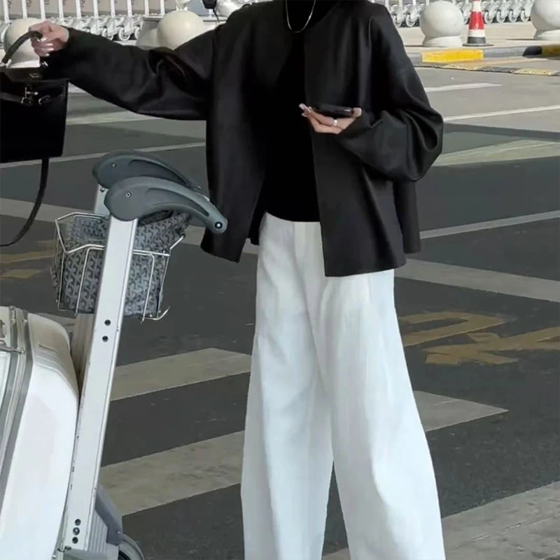 法式高级感黑色圆领时尚套装女春季新款设计感百搭宽松休闲两件套