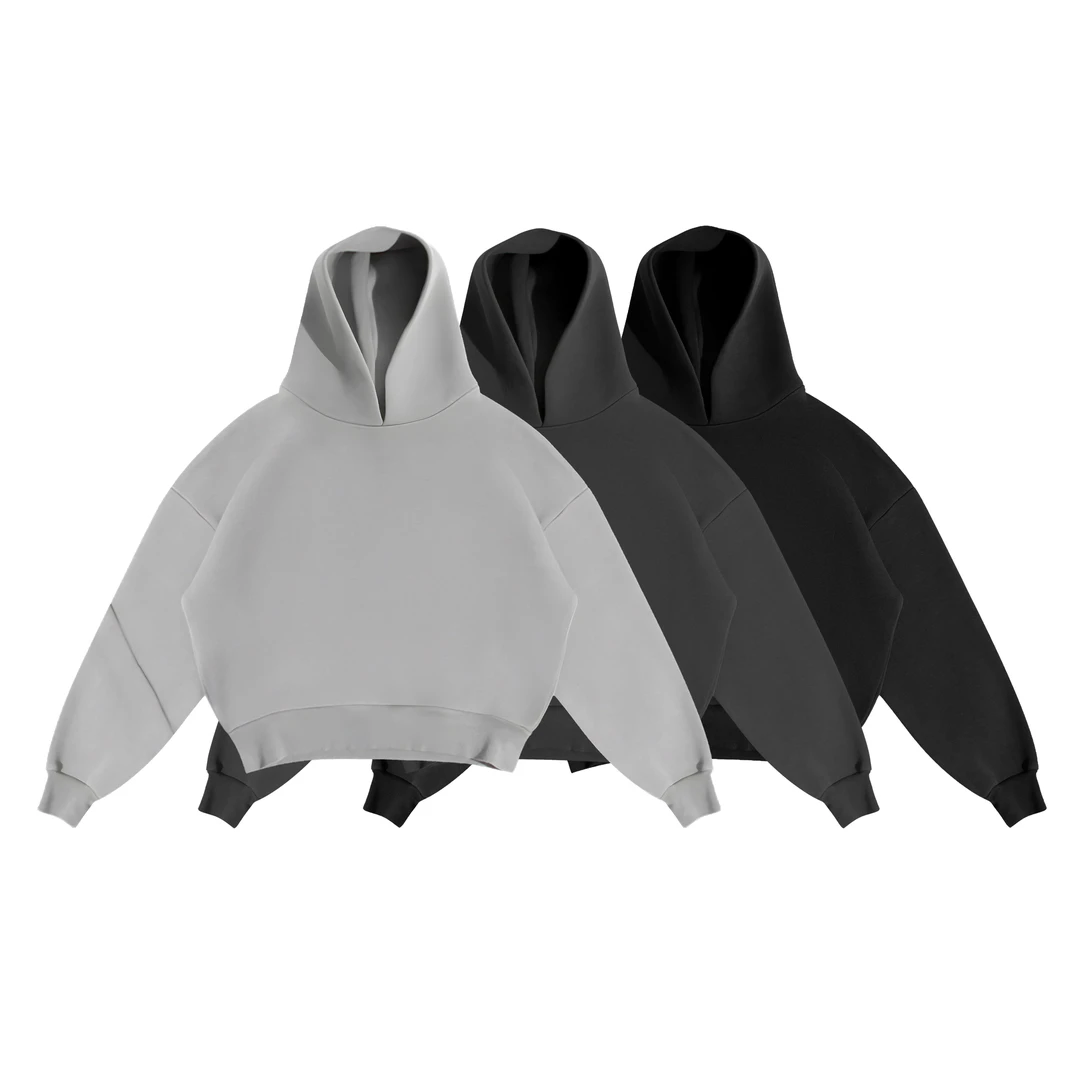 【600克重磅】简约纯色短款Boxy卫衣cleanfit帽衫男女同款显高上衣