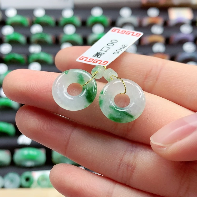【闪购商品】翡翠戒指未镶嵌甜甜圈一对