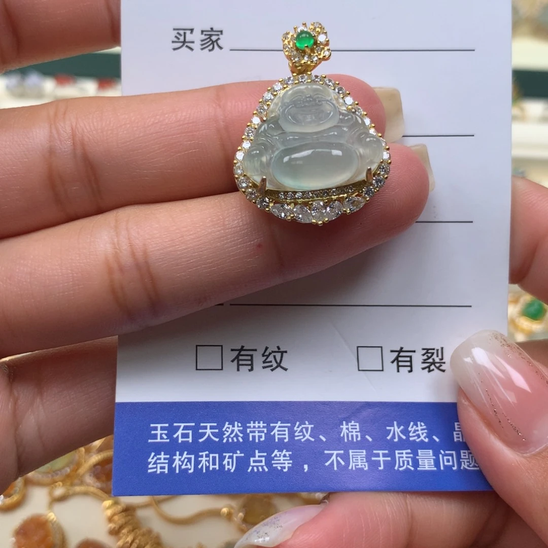 颈饰银S925镶嵌翡翠