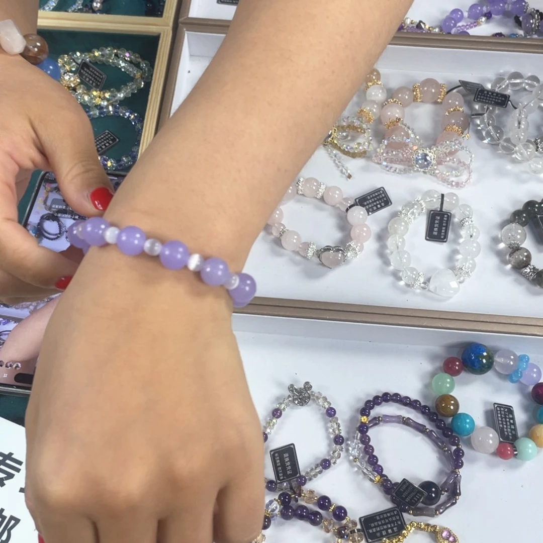 水晶手链银S925镀金镶嵌