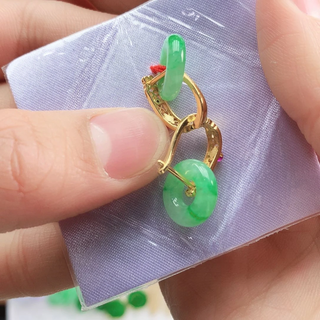 翡翠耳饰银S925镶嵌耳饰