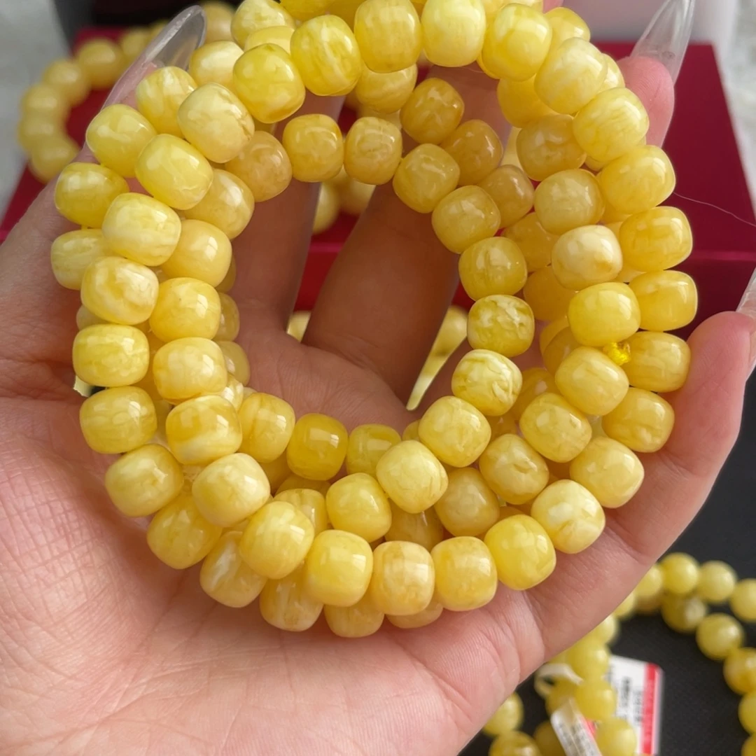 琥珀未镶嵌裸石浓蜡虎皮108