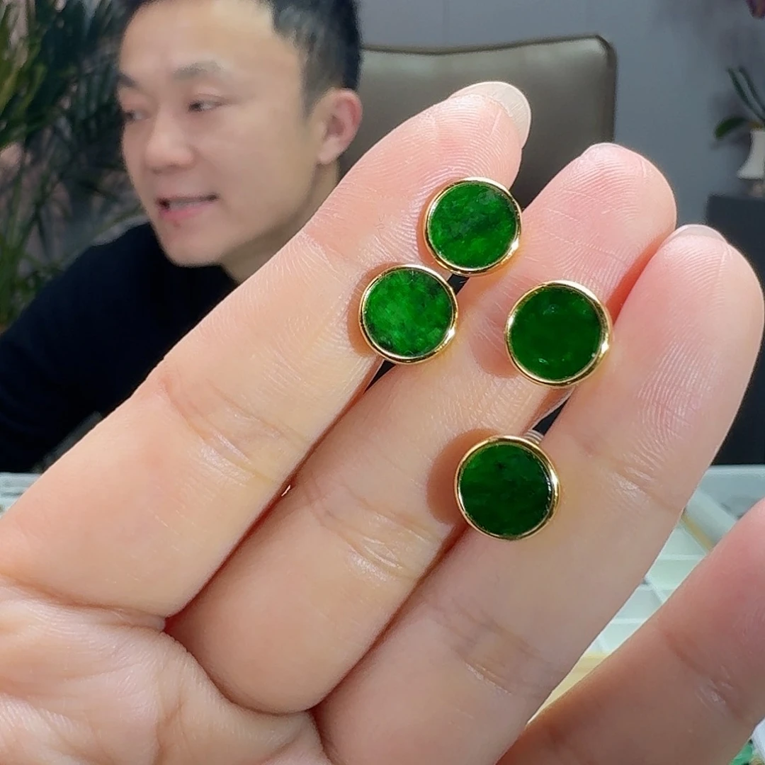 翡翠耳饰银S925镶嵌多样性发货其一