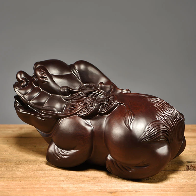 黑檀木貔貅8公分长手把件