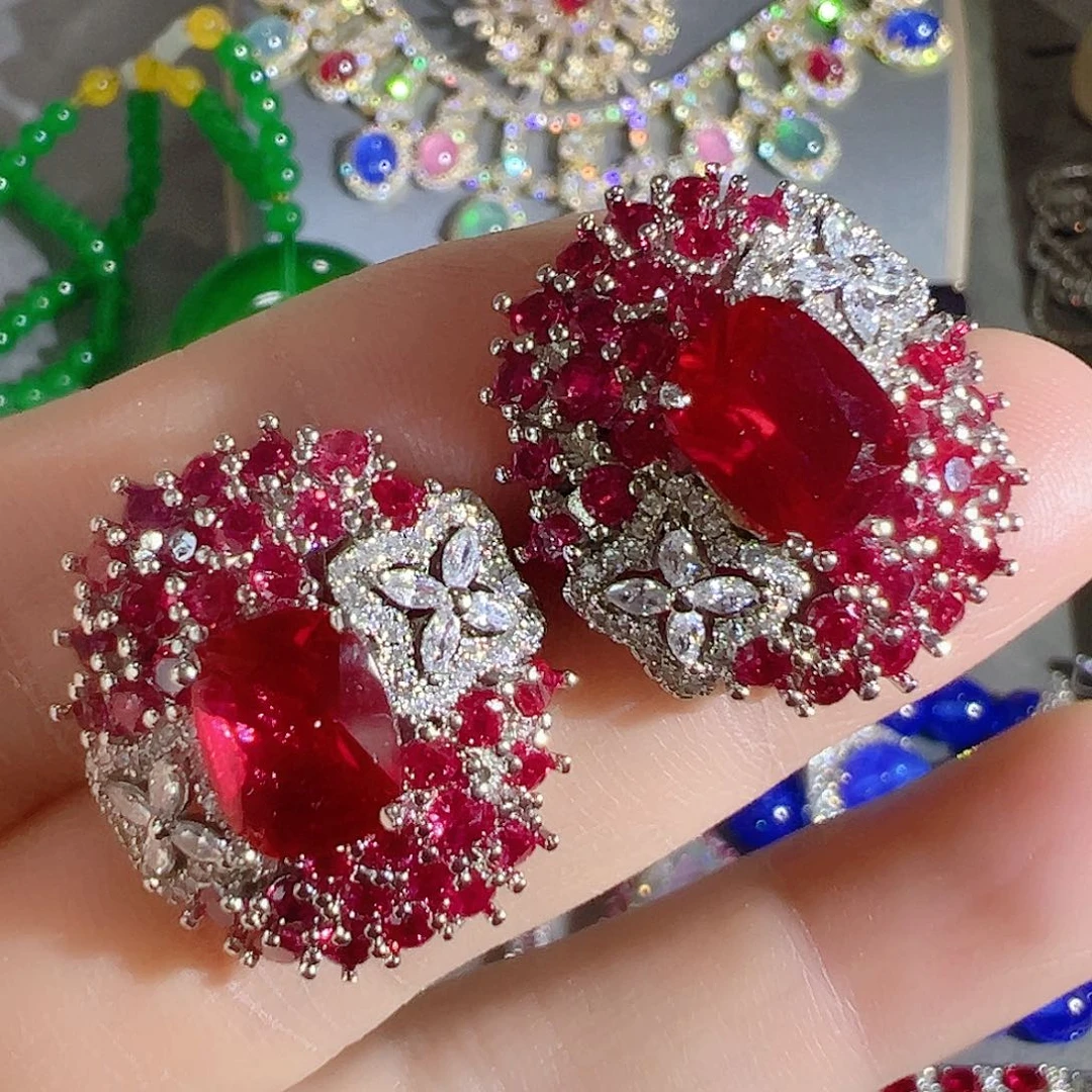 花岗石钨合金红色蓝色吊坠