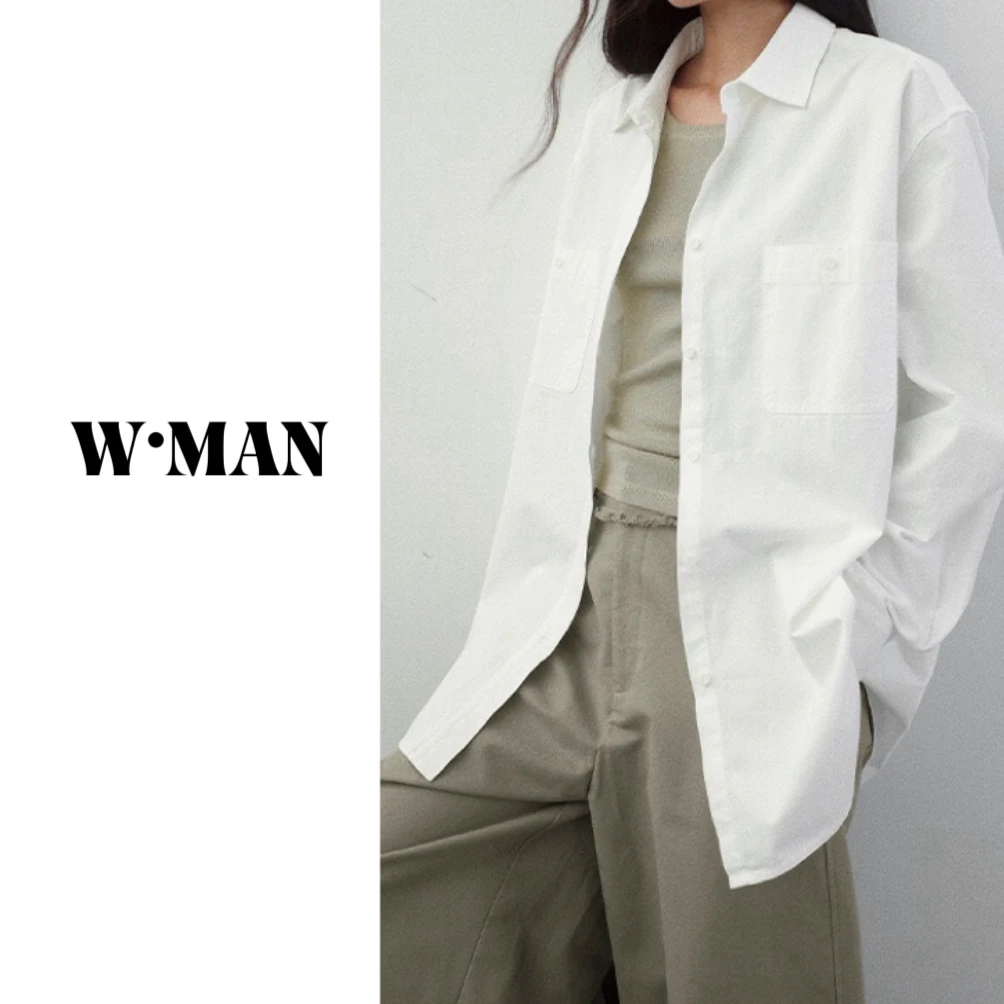 W·MAN“长期主义”长绒棉大口袋设计简约宽松衬衫