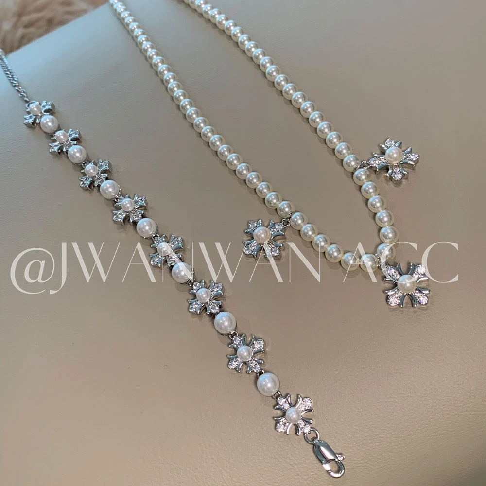 铜合金吊坠 初雪克罗.十字吊坠小米珠串珠项链