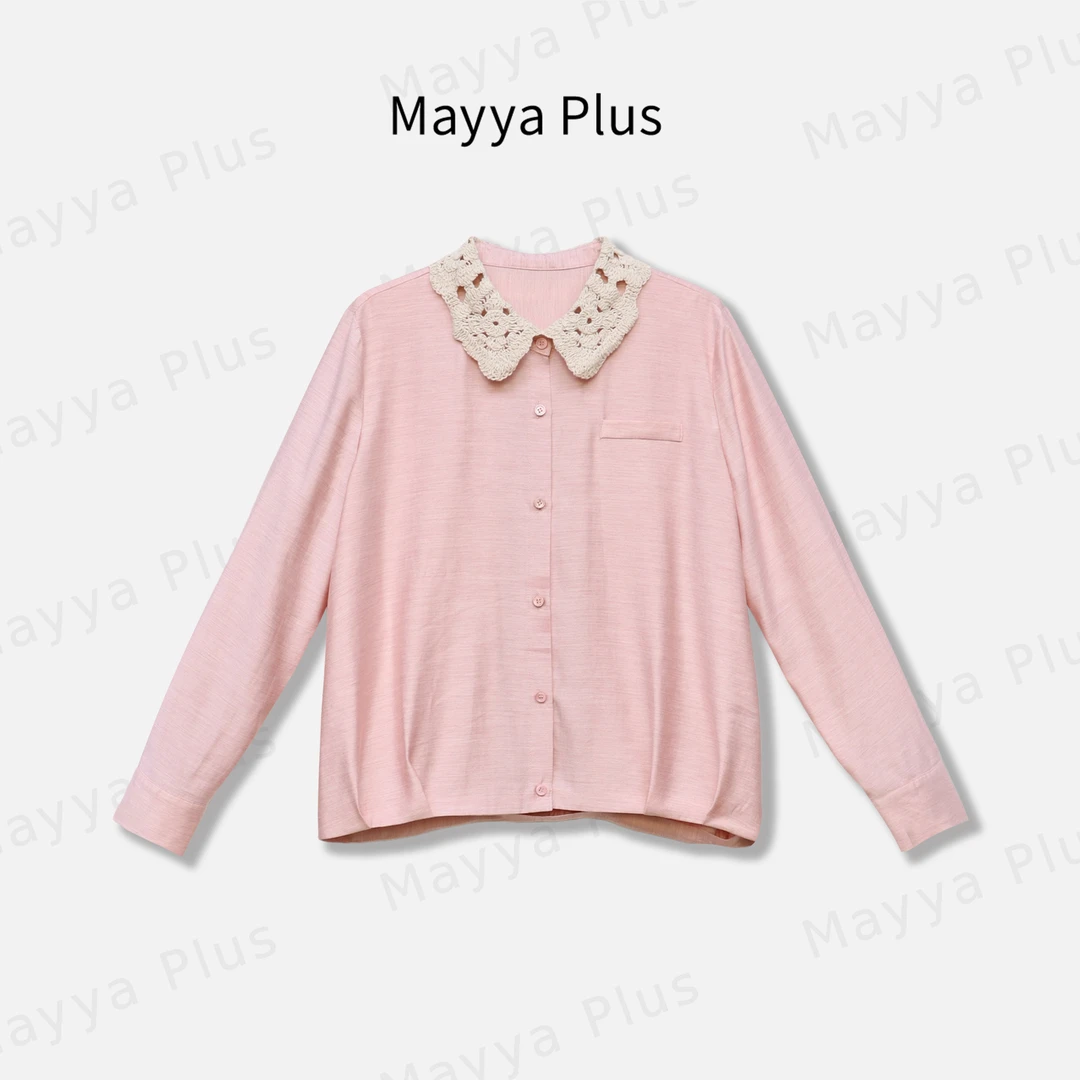 【听梦】Mayya Plus麦芽定制法式蕾丝花边衬衫新款外翻上衣32518789
