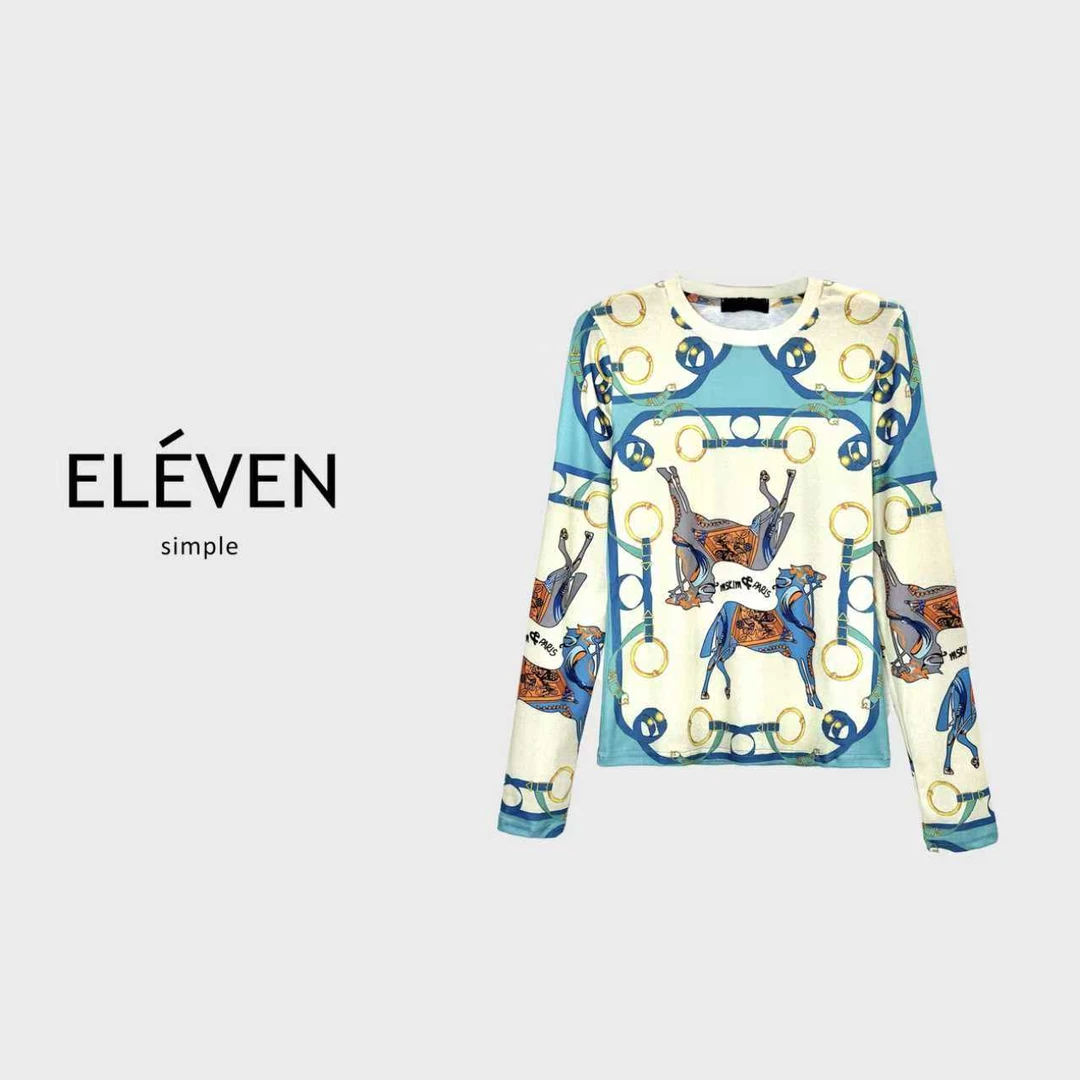ELEVEN|养马人热门圆领印花打底衫