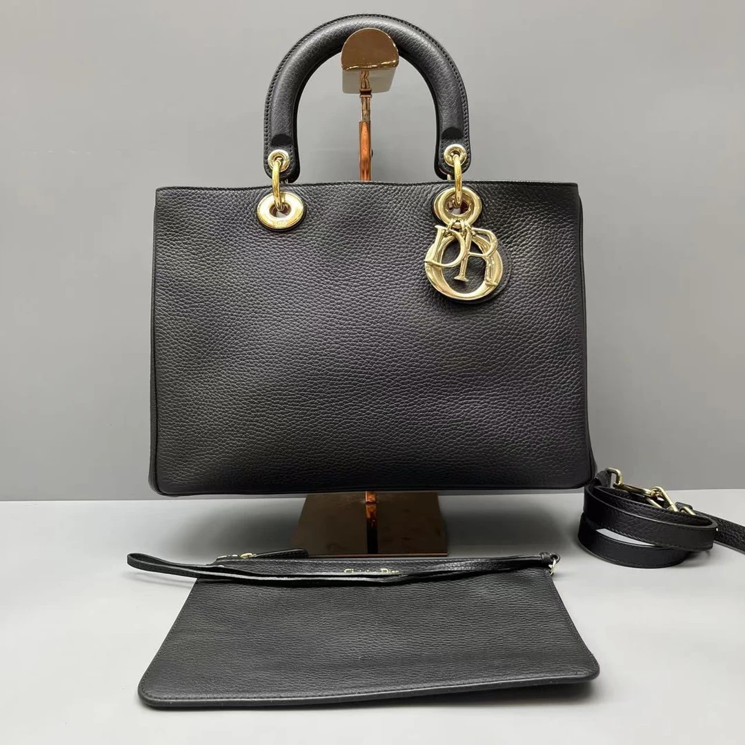 95新 DIOR/迪奥 黑金荔枝纹VIP子母通勤包 尺寸32*22 SV14531
