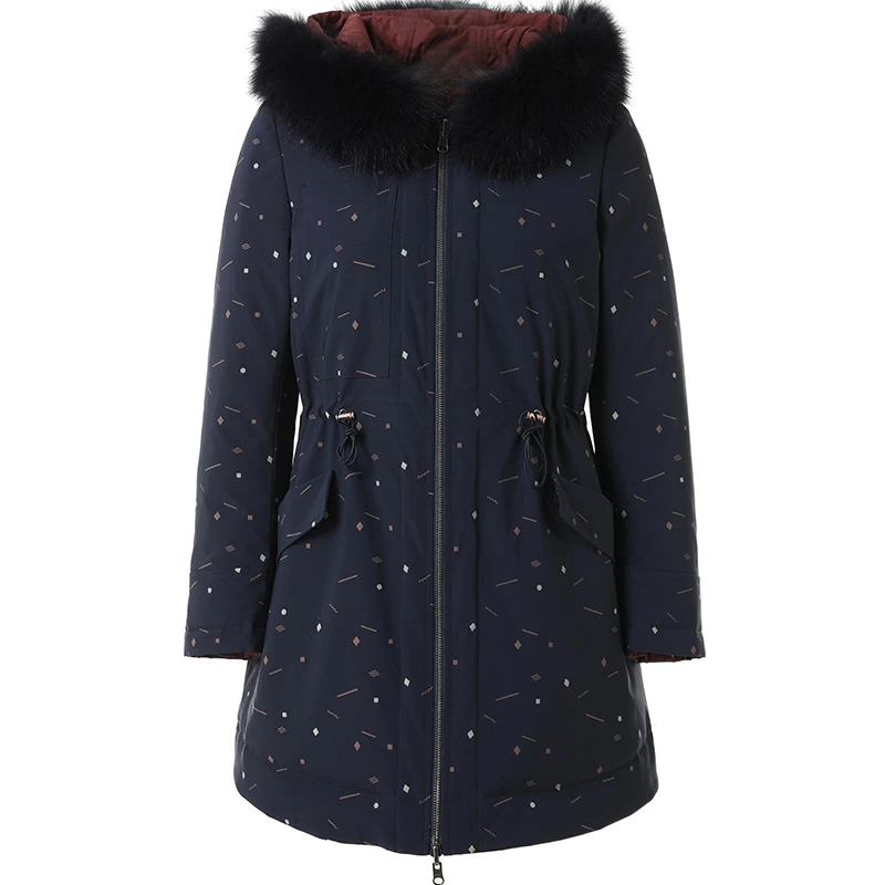 乔万尼商场新款白鸭绒休闲宽松双面冬季连帽保暖外套女EN4T746