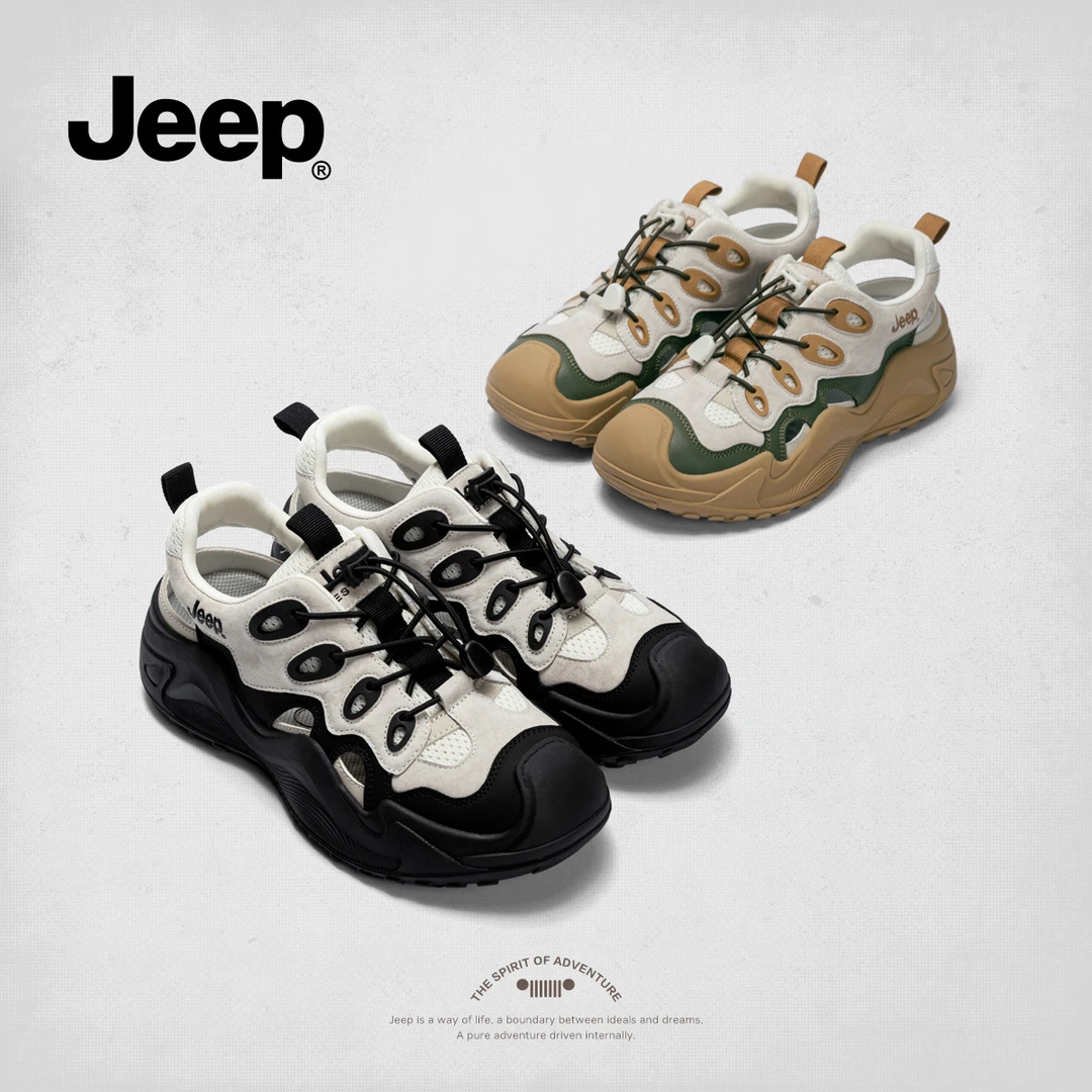 jeep镂空包头凉鞋女2025夏季新款外穿高级感不累脚厚底运动凉鞋女