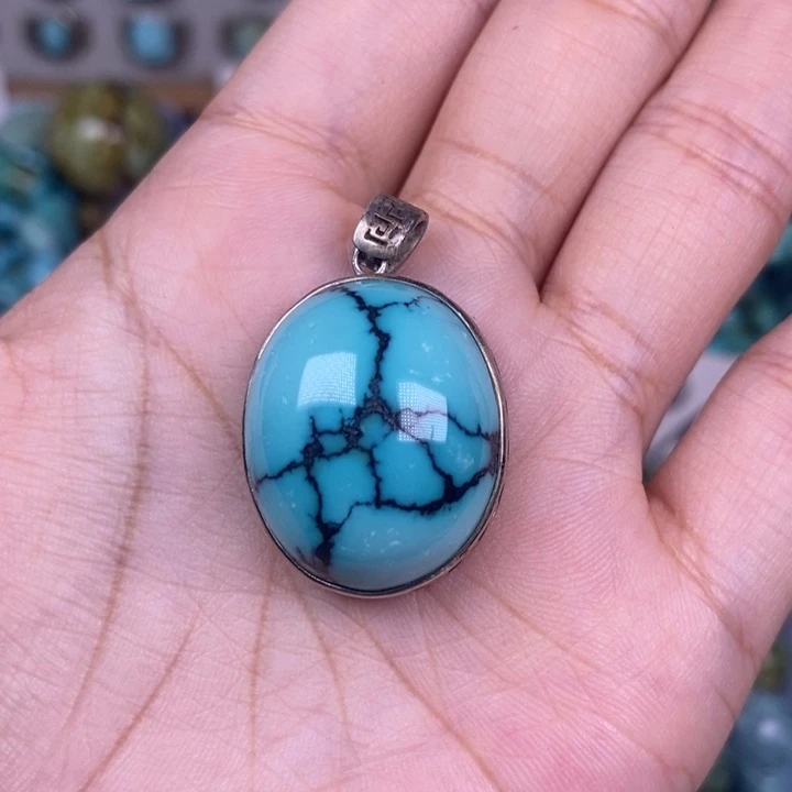 银S925镶嵌绿松石颈饰