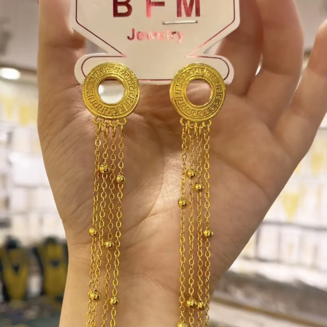 钛钢耳饰 迪拜长款不掉色流苏耳环