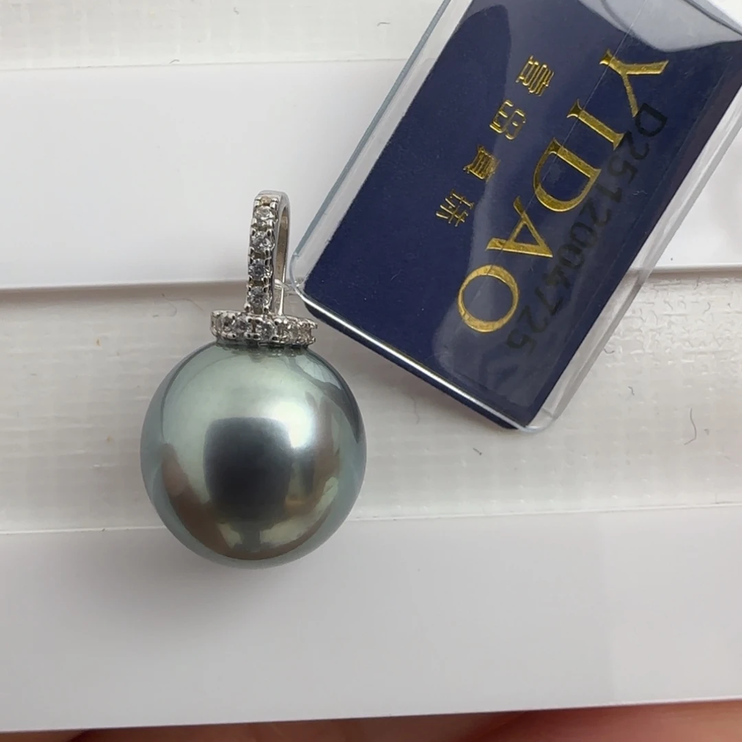 银S925镶嵌颈饰海水珍珠大溪地11.1吊坠