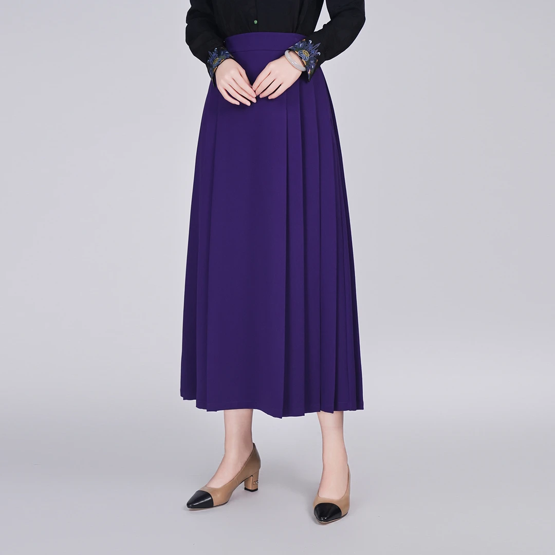 浒城古娘国风百搭气质A字显瘦压褶通勤中长款弦灵马面裙CCL19795