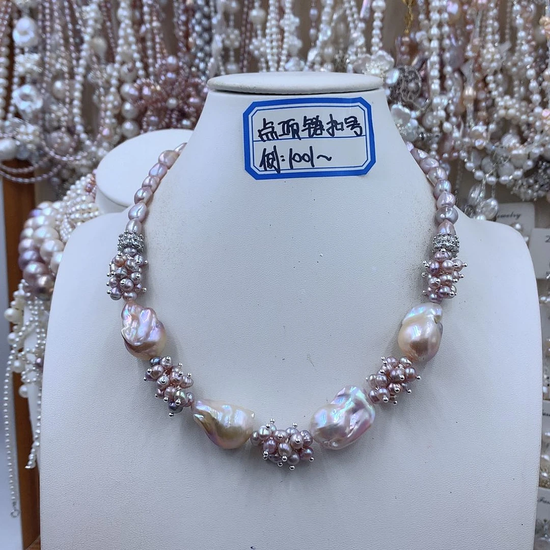 淡水珍珠项链耳饰银S925镶嵌