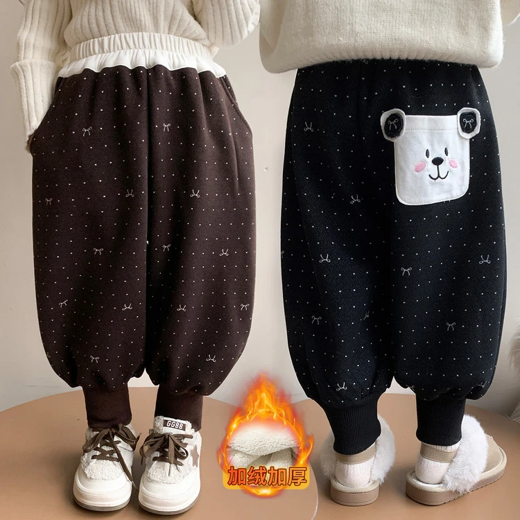 女童加绒裤子秋冬季2025新款冬款女宝宝休闲长裤小童儿童冬装卫裤