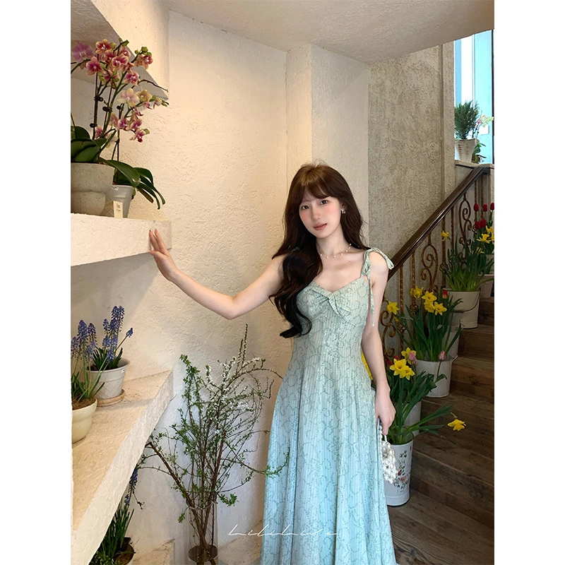 【爱丽丝】2025新款细闪收腰长裙气质吊带连衣裙DRC061
