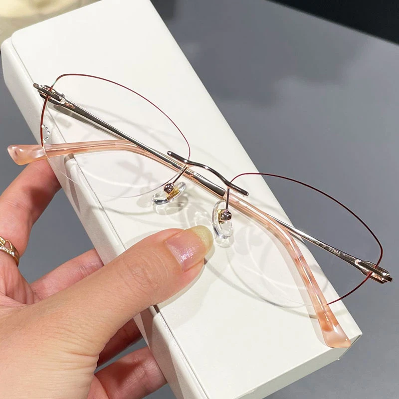 无框眼镜近视女度数可配无边框高级感素颜神器专业配镜防蓝光纯钛