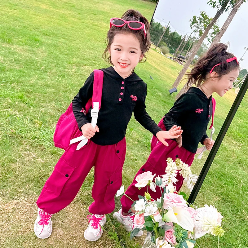 儿童新款休闲女童韩版长袖时髦洋气春秋季上衣套装女宝宝百搭秋装