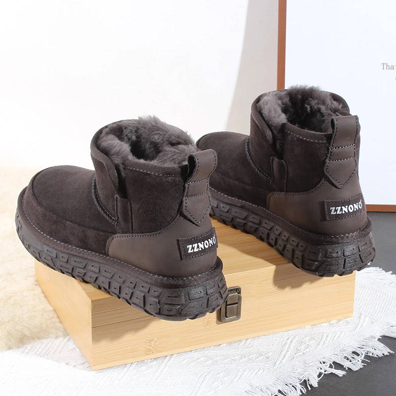 牛皮+羊皮毛一体！ZZ-2563男士超保暖超厚短筒雪地靴男款东北棉靴