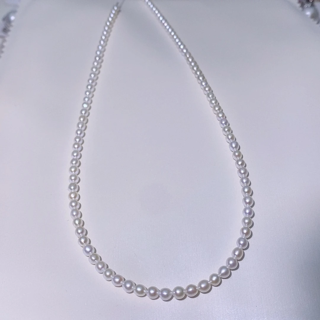 淡水珍珠颈饰银S925镶嵌尺寸3/4小米珠