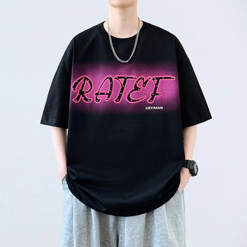 青少年学生夏季新款港风宽松短袖T恤男生潮流帅气半袖体恤上衣男